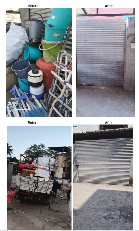 Before and after disposal of Condemned articles ESIC Hospital, Bibvewadi, Pune